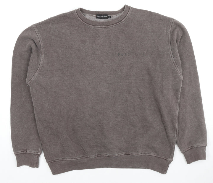 PRETTYLITTLETHING Womens Brown Cotton Pullover Sweatshirt Size M Pullover - Logo, Unisex