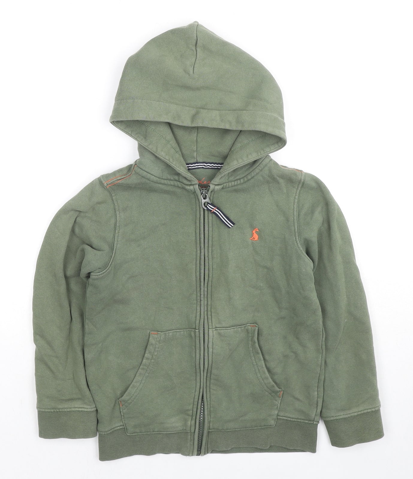Joules Boys Green Cotton Full Zip Hoodie Size 7 Years Pullover - Pockets