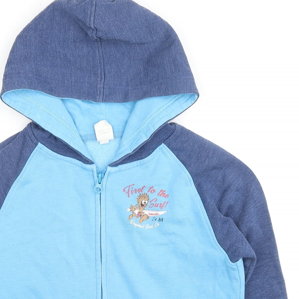 Saltrock Boys Blue Colourblock Cotton Full Zip Hoodie Size 7-8 Years Zip - First To The Sirf
