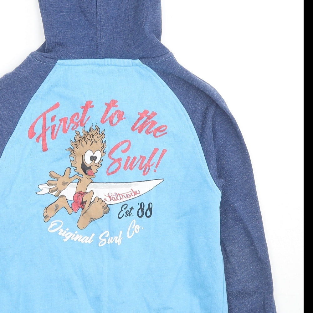 Saltrock Boys Blue Colourblock Cotton Full Zip Hoodie Size 7-8 Years Zip - First To The Sirf