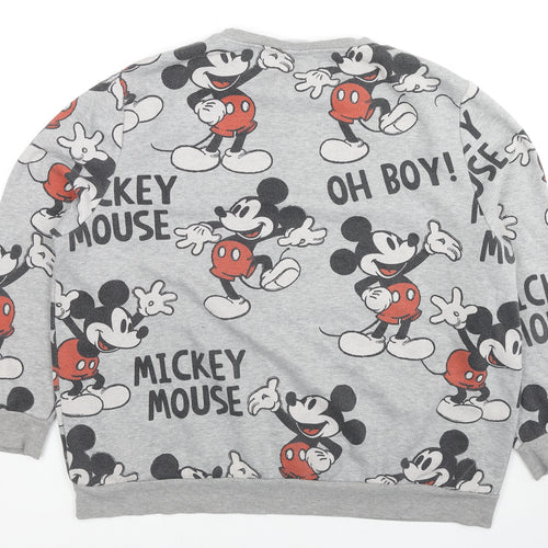Disney Womens Grey Cotton Pullover Sweatshirt Size 22 Pullover - Mickey Mouse, Size 22-24