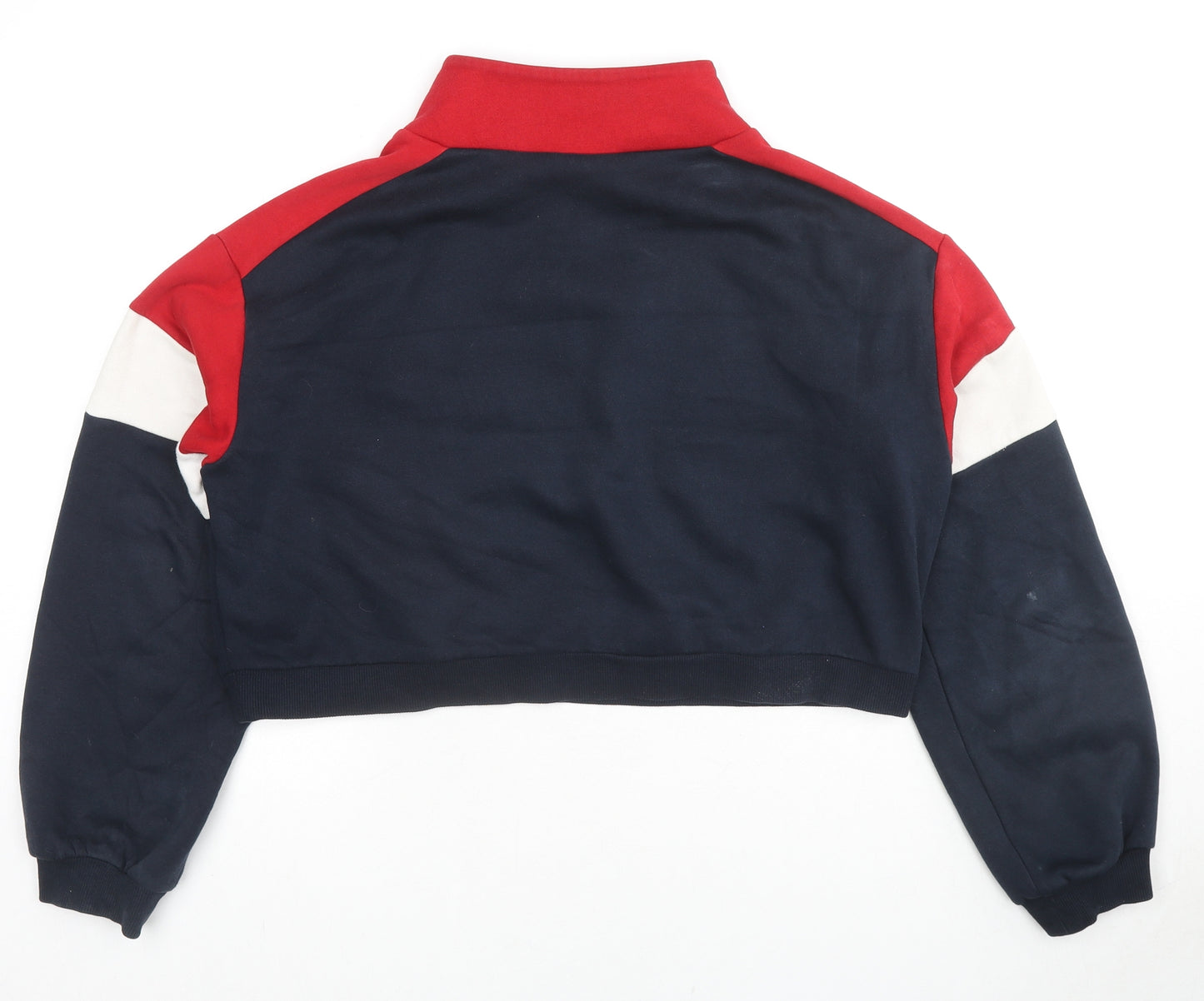 Divided by H&M Womens Blue Colourblock Cotton Pullover Hoodie Size S Pullover - Cropped