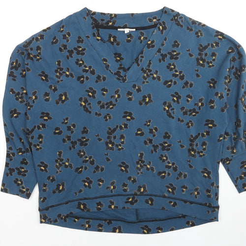 Thought Womens Blue Animal Print Cotton Pullover Sweatshirt Size 12 Pullover - Leopard Print