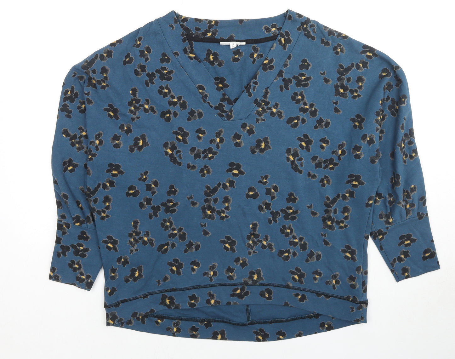 Thought Womens Blue Animal Print Cotton Pullover Sweatshirt Size 12 Pullover - Leopard Print