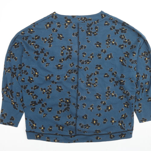 Thought Womens Blue Animal Print Cotton Pullover Sweatshirt Size 12 Pullover - Leopard Print