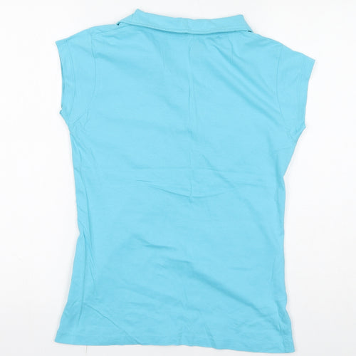 INSIDE Womens Blue 100% Cotton Basic T-Shirt Size L Collared