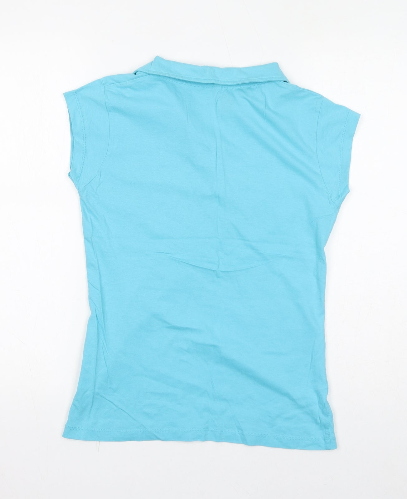 INSIDE Womens Blue 100% Cotton Basic T-Shirt Size L Collared