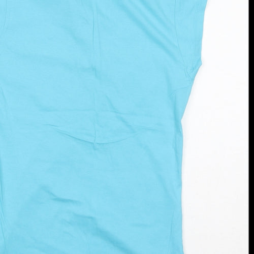 INSIDE Womens Blue 100% Cotton Basic T-Shirt Size L Collared