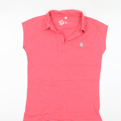 INSIDE Womens Pink 100% Cotton Basic T-Shirt Size L Collared