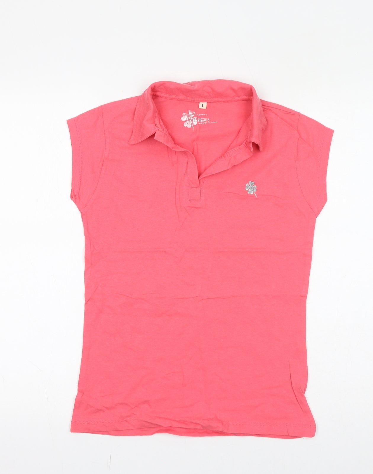 INSIDE Womens Pink 100% Cotton Basic T-Shirt Size L Collared