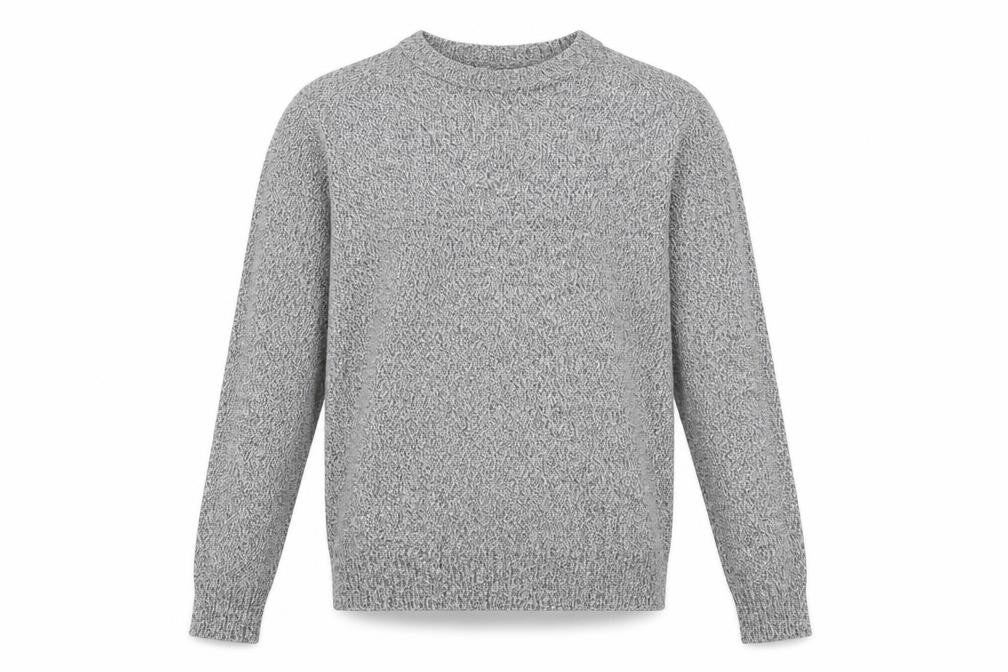 Front view of Divided by H&M men’s grey crew neck cotton jumper, size S, long sleeve
