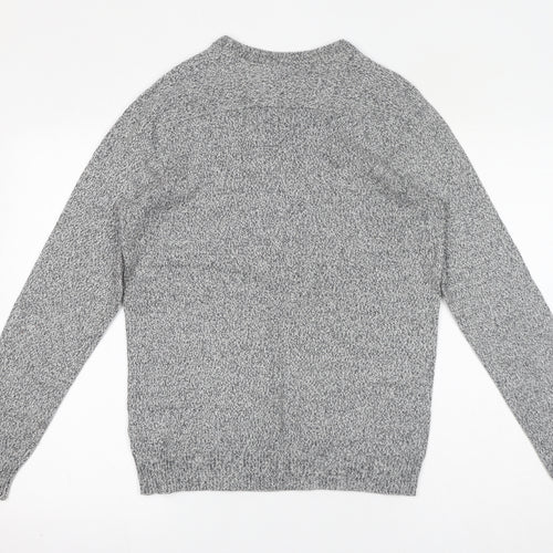 Divided by H&M Mens Grey Crew Neck Cotton Pullover Jumper Size S Long Sleeve