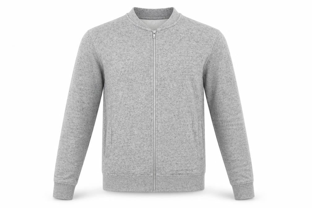 Front view of Topman men’s grey jacket, size S, zip