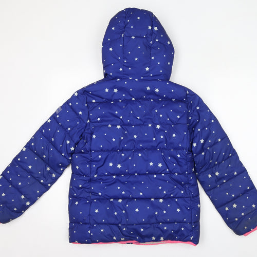 Gap Girls Blue Geometric Puffer Jacket Coat Size XL Zip - Stars, Fleece Lining, Hood