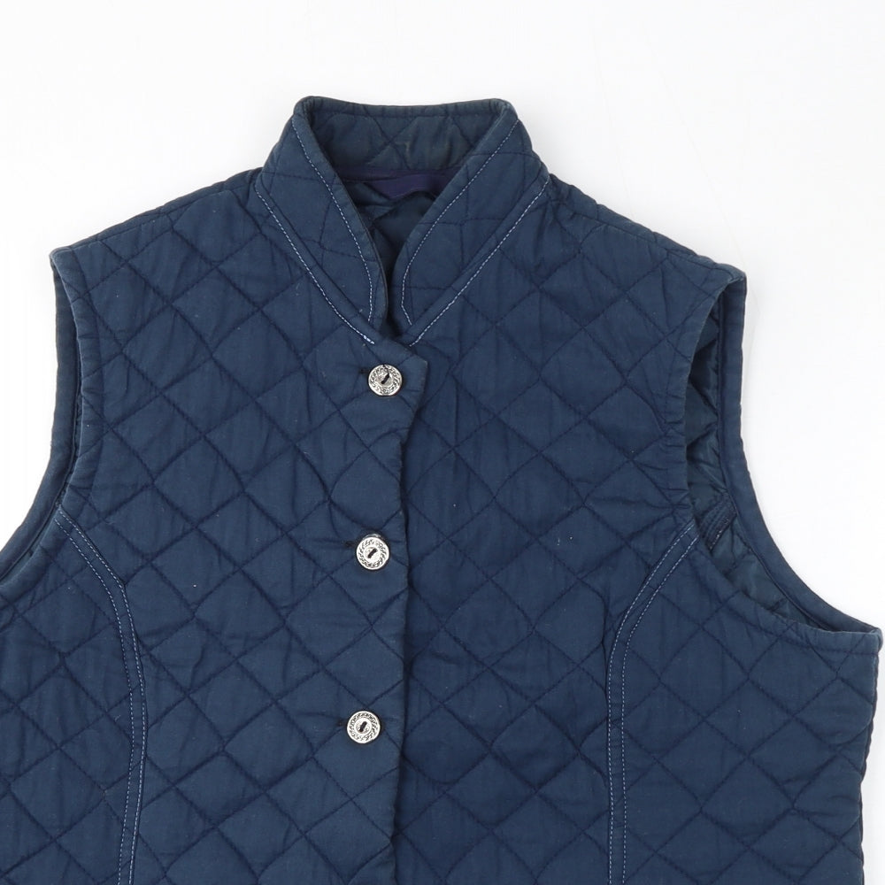 Country Collection Mens Blue Gilet Jacket Size M Button - Quilted