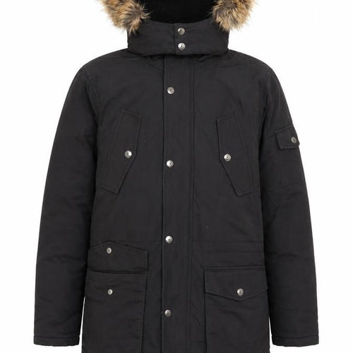 NEXT Womens Black Parka Coat Size S Zip - Faux Fur Hood