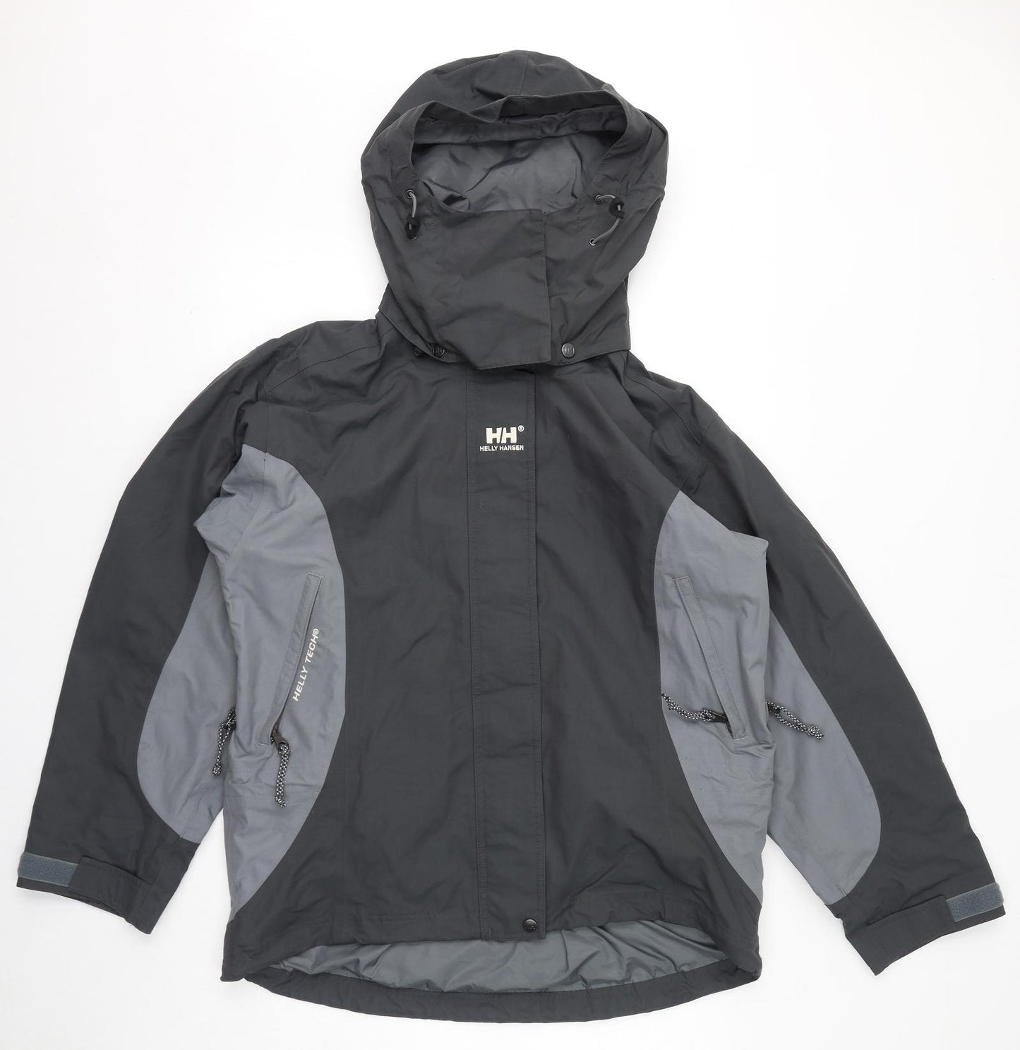 Helly Hansen Mens Grey Rain Coat Coat Size L Zip - Hood