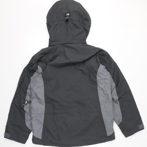 Helly Hansen Mens Grey Rain Coat Coat Size L Zip - Hood