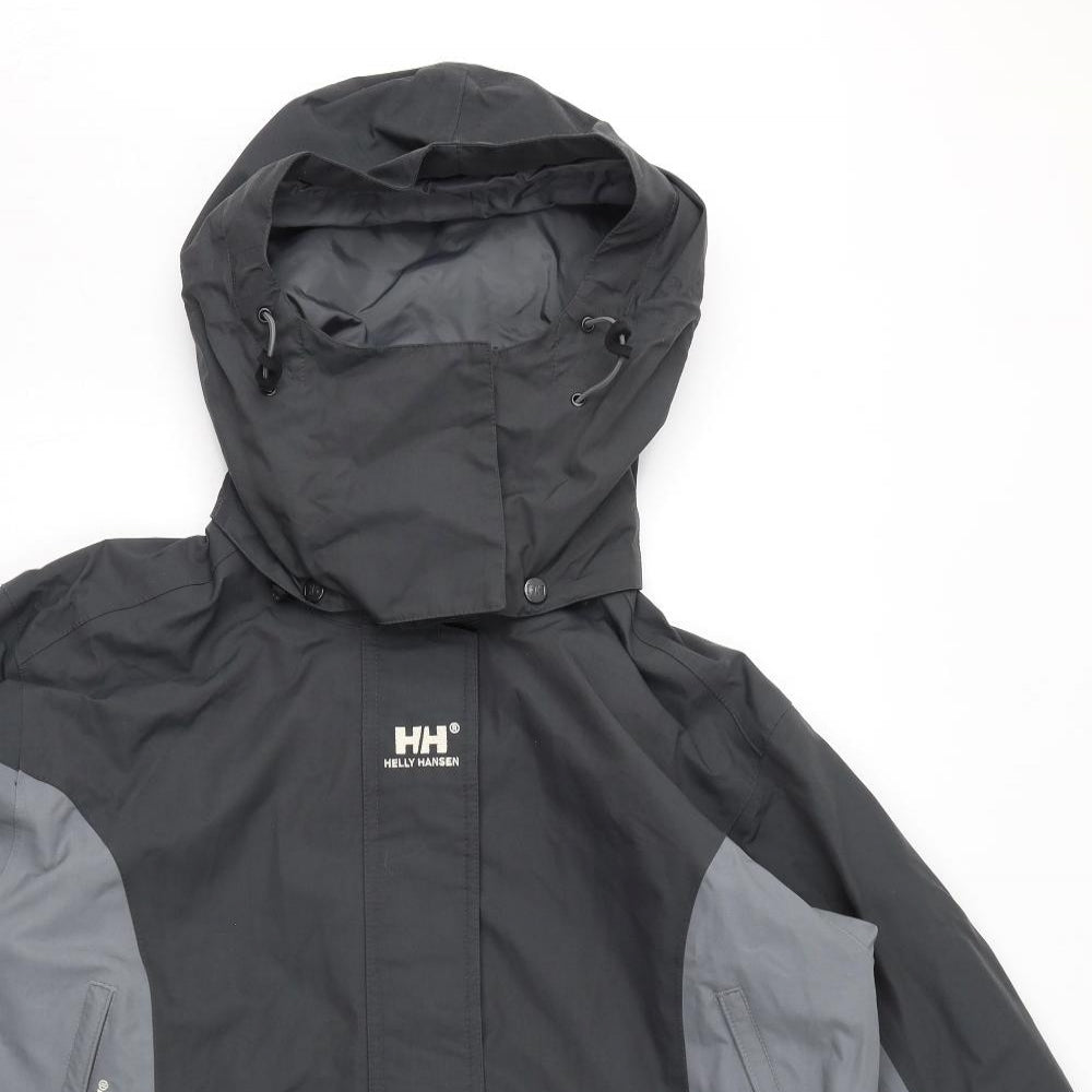 Helly Hansen Mens Grey Rain Coat Coat Size L Zip - Hood