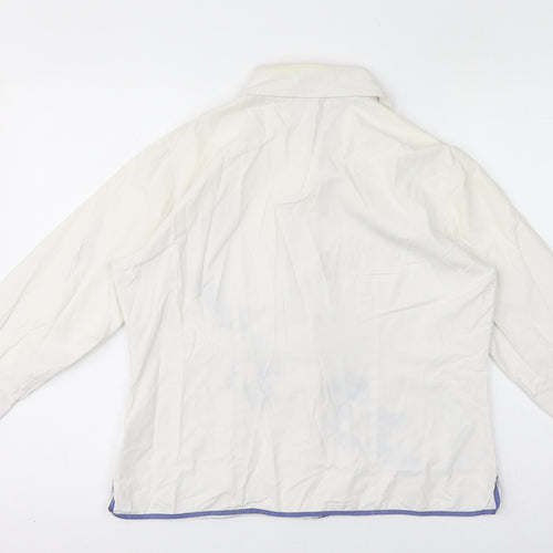 Casual Wear Womens White 100% Cotton Basic Button-Up Size 12 Collared - Embroidery