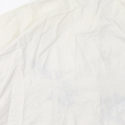 Casual Wear Womens White 100% Cotton Basic Button-Up Size 12 Collared - Embroidery