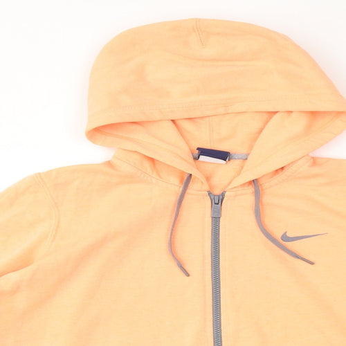 Nike Womens Orange Polyester Full Zip Hoodie Size M Zip