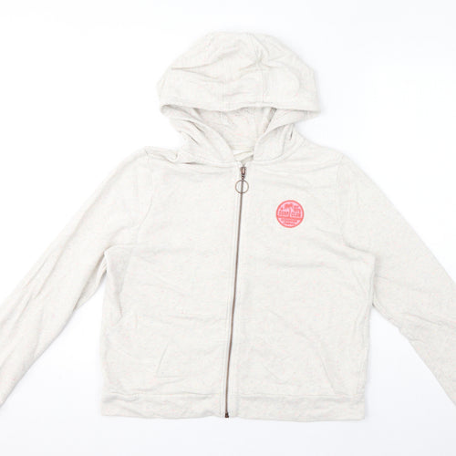 Marks and Spencer Girls Ivory 100% Cashmere Full Zip Hoodie Size 13-14 Years Zip - Multicolour, Speckled