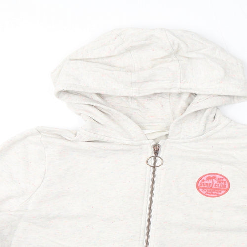 Marks and Spencer Girls Ivory 100% Cashmere Full Zip Hoodie Size 13-14 Years Zip - Multicolour, Speckled
