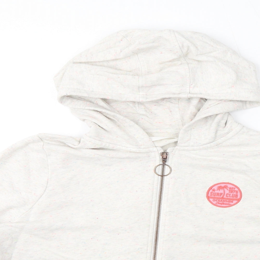 Marks and Spencer Girls Ivory 100% Cashmere Full Zip Hoodie Size 13-14 Years Zip - Multicolour, Speckled