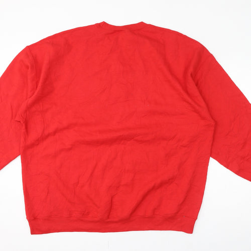 Gildan Womens Red Crew Neck Cotton Pullover Jumper Size 2XL - Christmas Begins With Christ