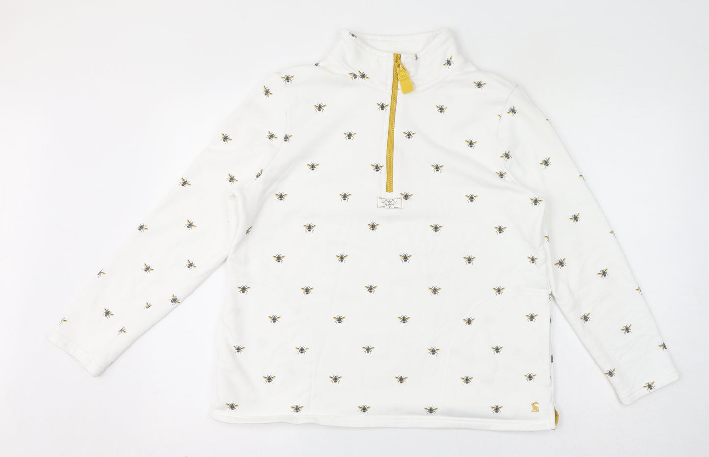 Joules Womens White Geometric Cotton Pullover Sweatshirt Size 12 Pullover - Bumblebees Quarter-Zip