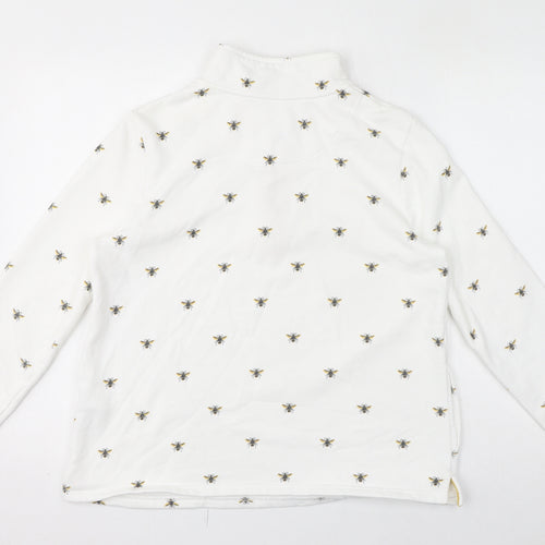 Joules Womens White Geometric Cotton Pullover Sweatshirt Size 12 Pullover - Bumblebees Quarter-Zip