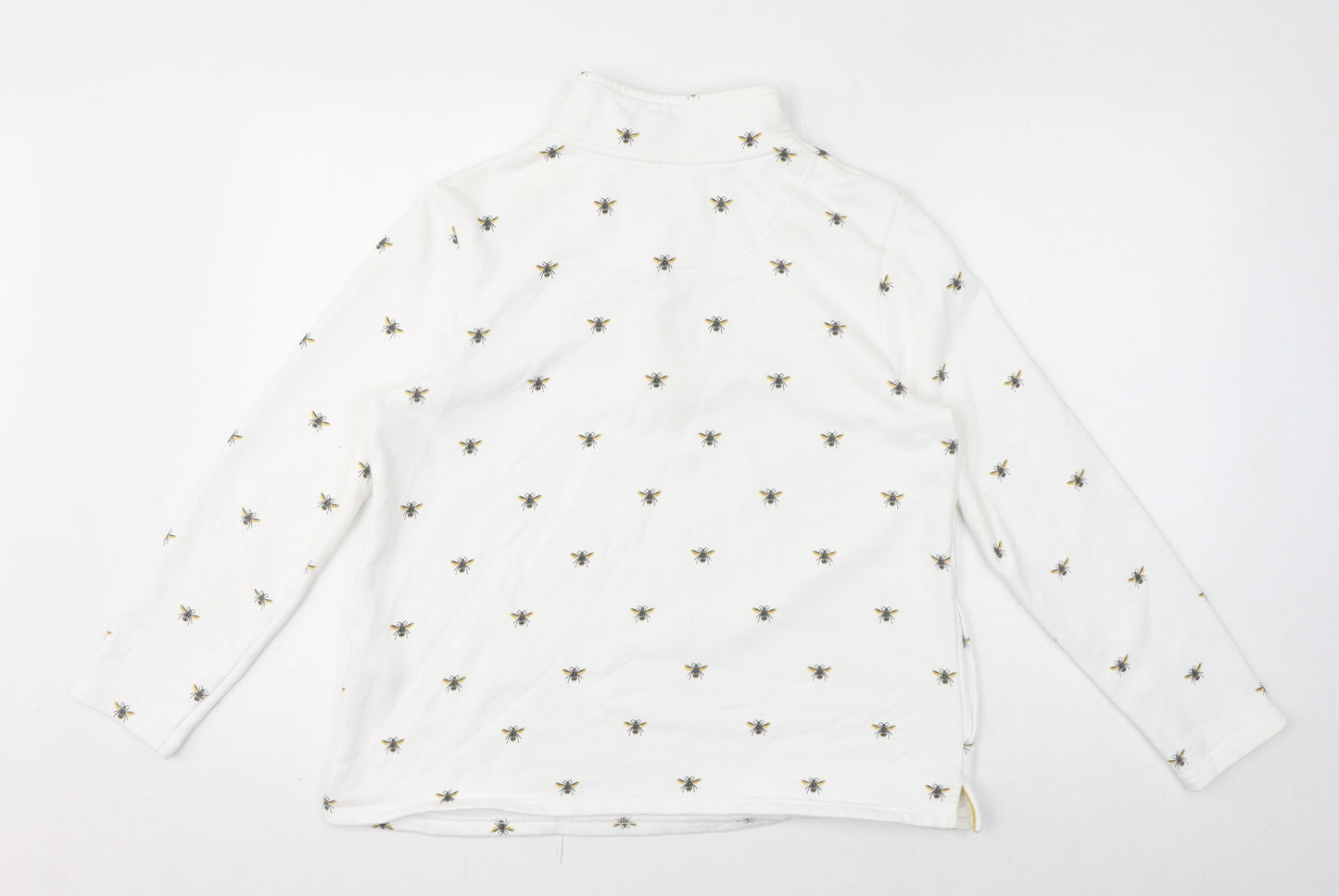 Joules Womens White Geometric Cotton Pullover Sweatshirt Size 12 Pullover - Bumblebees Quarter-Zip