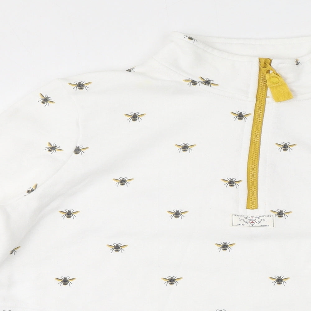 Joules Womens White Geometric Cotton Pullover Sweatshirt Size 12 Pullover - Bumblebees Quarter-Zip