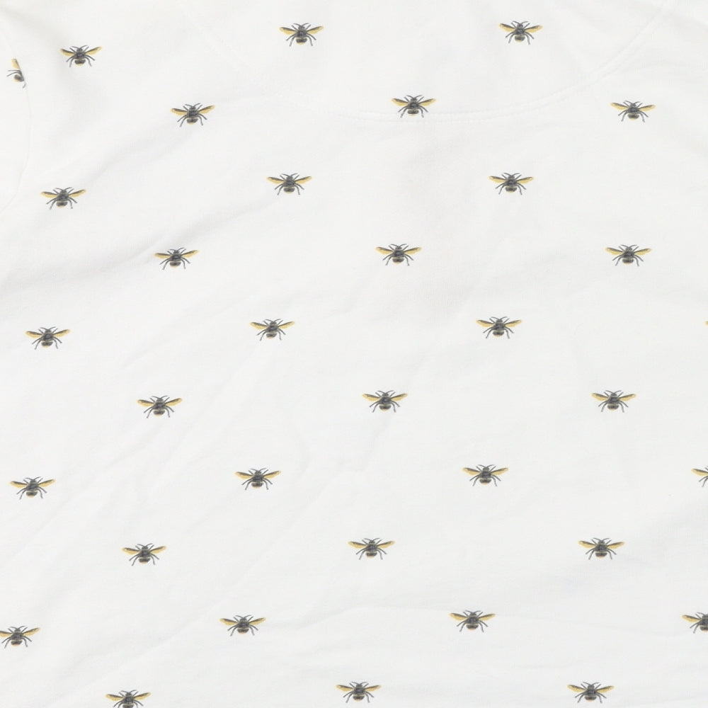 Joules Womens White Geometric Cotton Pullover Sweatshirt Size 12 Pullover - Bumblebees Quarter-Zip