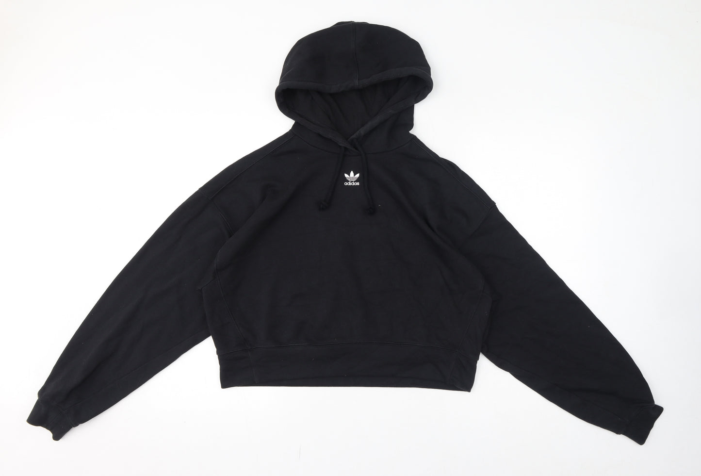 adidas Womens Black Cotton Pullover Hoodie Size 10 Pullover - Cropped