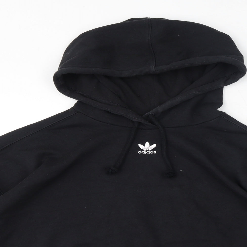 adidas Womens Black Cotton Pullover Hoodie Size 10 Pullover - Cropped