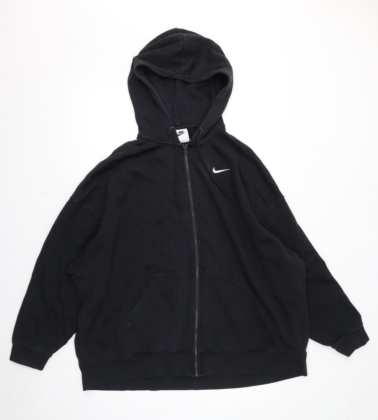 Nike Mens Black Cotton Full Zip Hoodie Size M