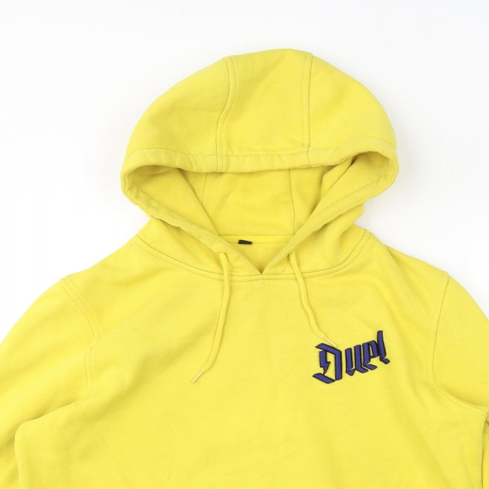 Duel Mens Yellow Cotton Pullover Hoodie Size L