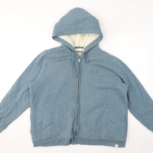 Fat Face Mens Blue Jacket Size L Zip - Hood, Fleece lined