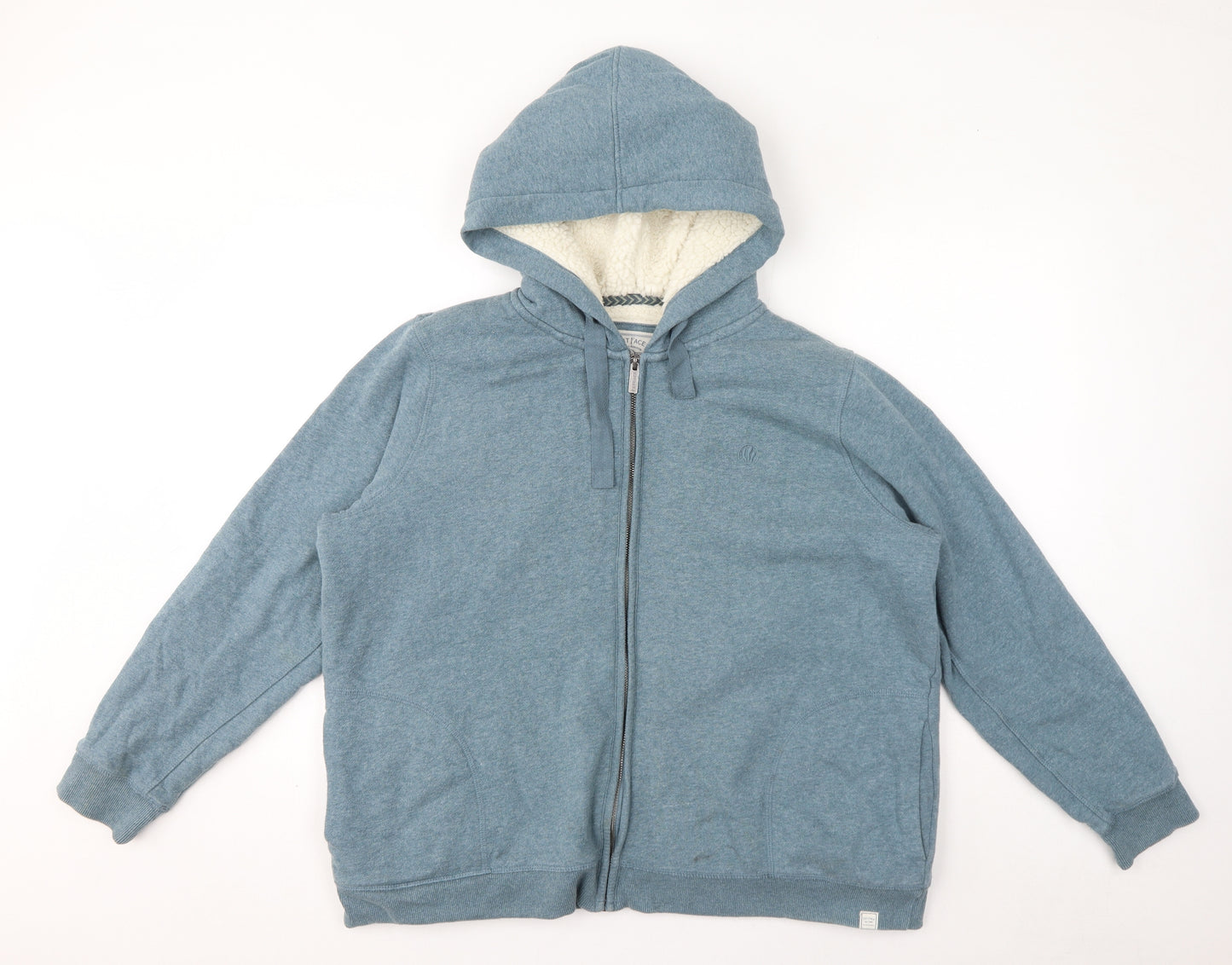 Fat Face Mens Blue Jacket Size L Zip - Hood, Fleece lined
