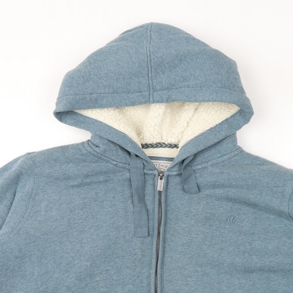 Fat Face Mens Blue Jacket Size L Zip - Hood, Fleece lined