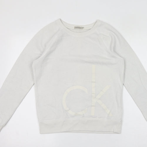 Calvin Klein Womens White Cotton Pullover Sweatshirt Size S Pullover - CK