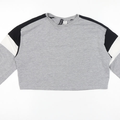 Divided by H&M Womens Grey Cotton Basic T-Shirt Size XS Crew Neck - Cropped