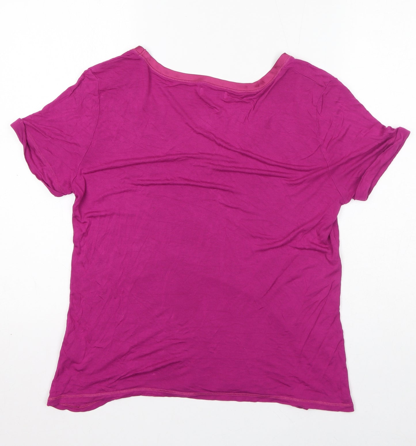 Reiss Womens Pink Viscose Basic T-Shirt Size L V-Neck