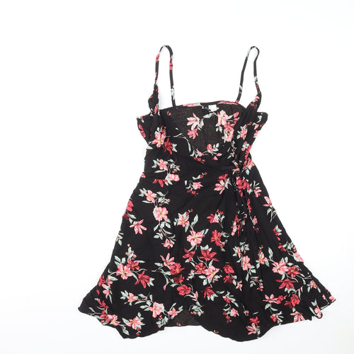 Divided by H&M Womens Multicoloured Floral Viscose Mini Size 8 V-Neck Snap