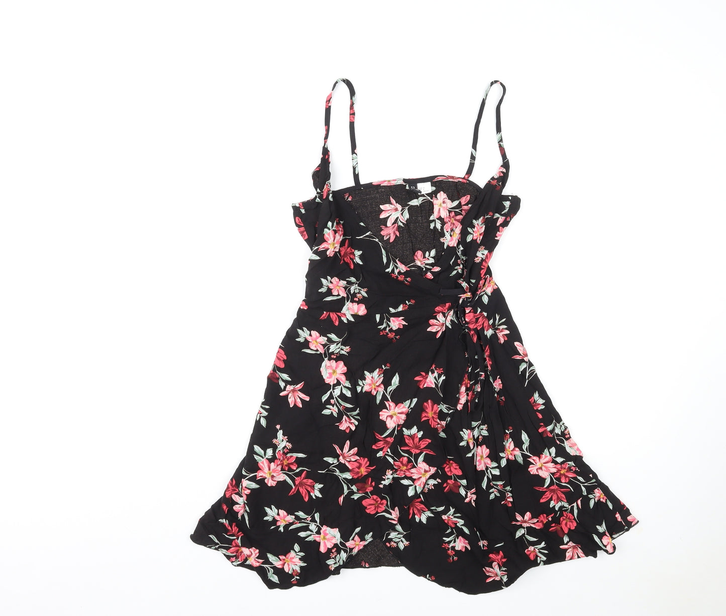Divided by H&M Womens Multicoloured Floral Viscose Mini Size 8 V-Neck Snap
