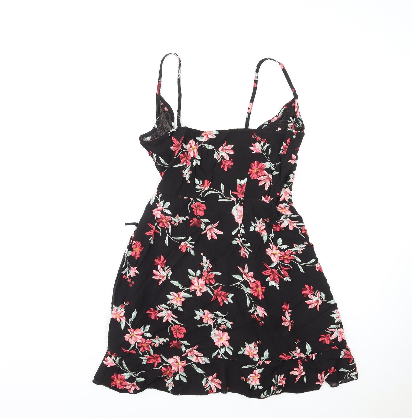 Divided by H&M Womens Multicoloured Floral Viscose Mini Size 8 V-Neck Snap