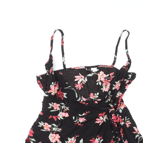 Divided by H&M Womens Multicoloured Floral Viscose Mini Size 8 V-Neck Snap