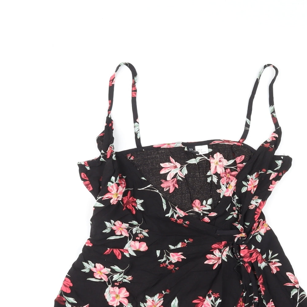 Divided by H&M Womens Multicoloured Floral Viscose Mini Size 8 V-Neck Snap